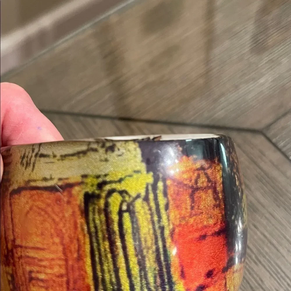 Vintage Colorful Abstract Resin or Acrylic Bangle Bracelet 8 3/8” approx